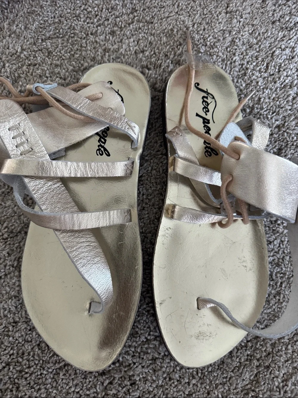 Free People Metallic Strappy Sandals - Silver